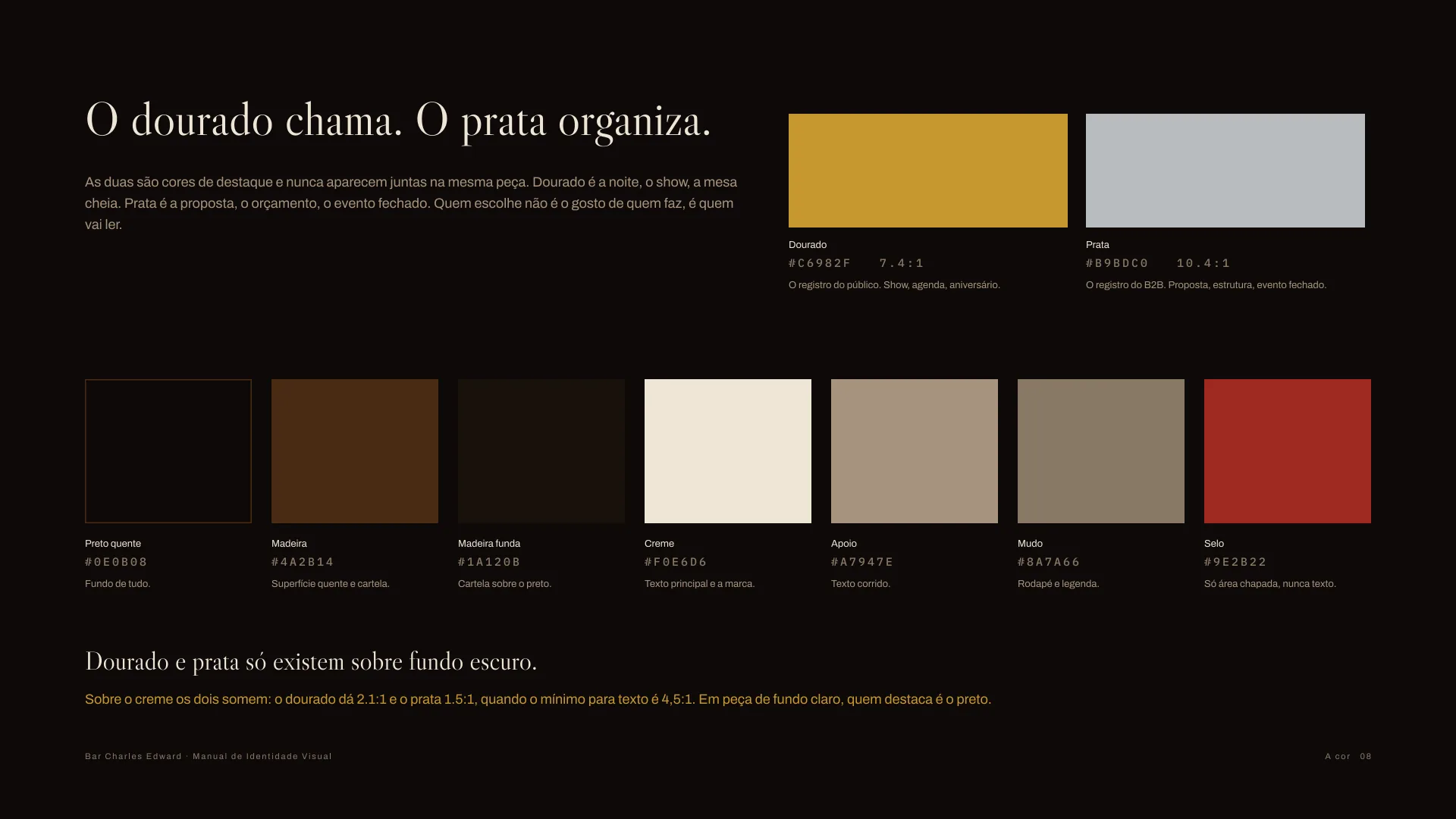 O dourado chama, o prata organiza
